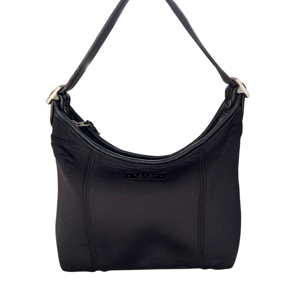 Coach Neo Crescent Shoulder Bag Hand Bag Black Neoprene Vintage Y2K 90s - Picture 3 of 16